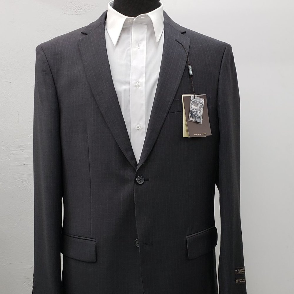 Giorgio Cosani Two Button Black Striped Suit